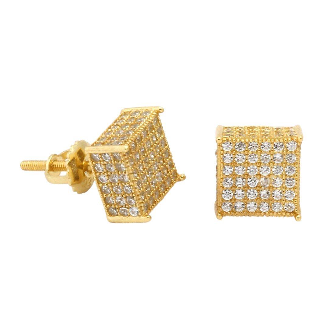 King Ice Triple-Row Stud Earrings - GOLD